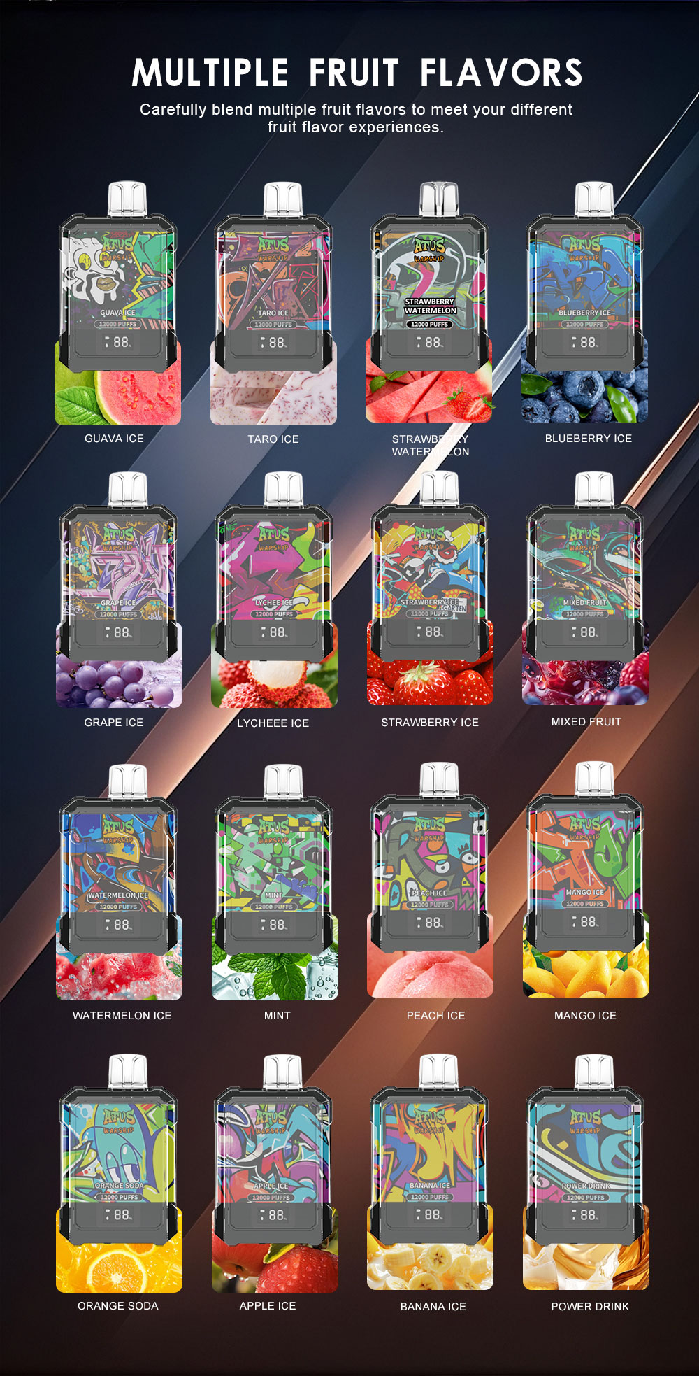 DE013A 12000 Puffs New Mexico NM USA Disposable Vapes with LED display screen and adjustable airflow ATVS Vape