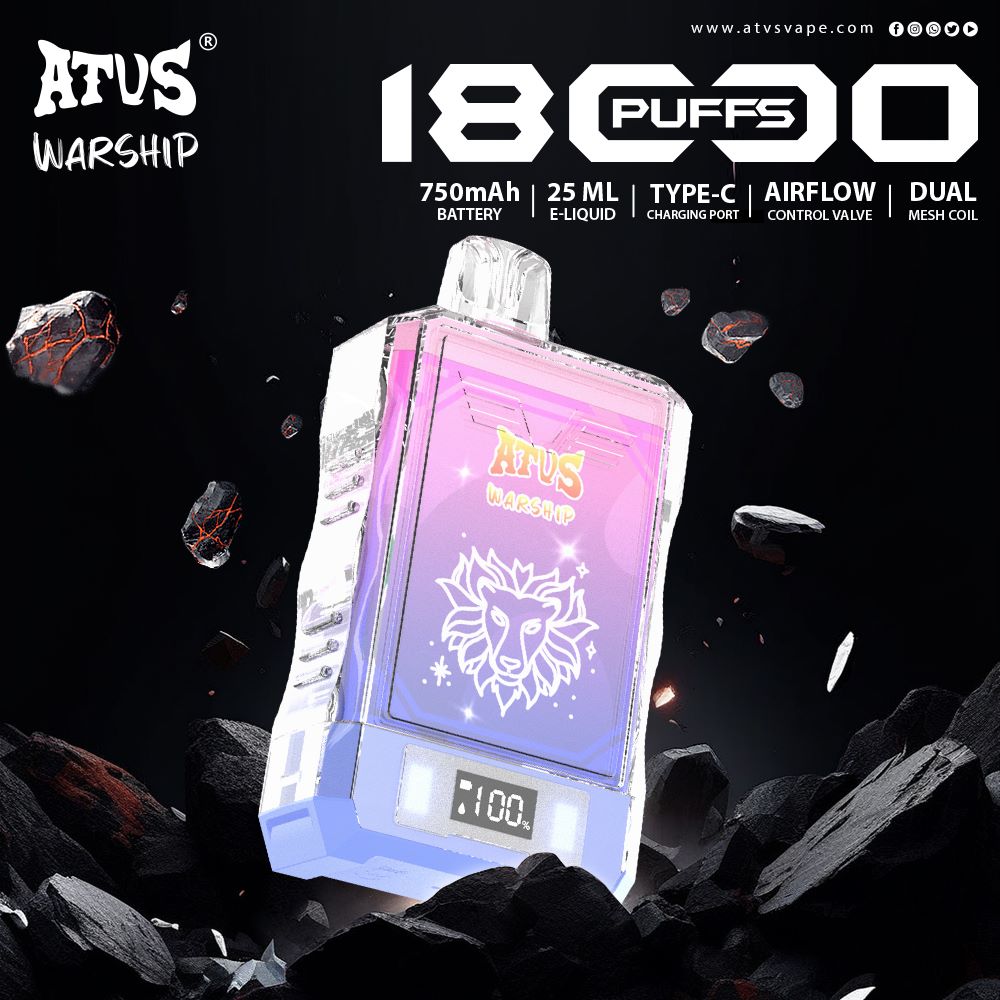 18000 Puffs Disposable Vape with LED display screen and adjustable airflow rechargeable ATVS Vape Custom Mesh Coil 18K Puff ATVS ATUS Fast Shipping