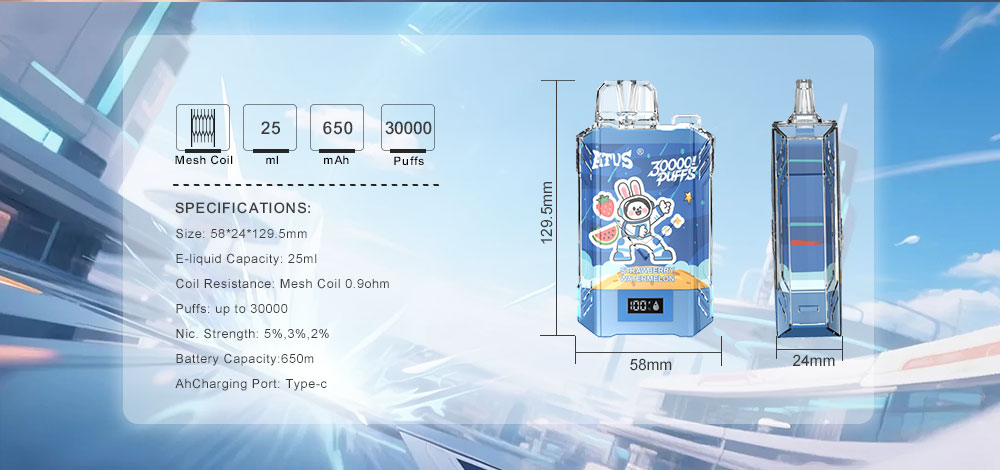 DE017 New Mexico NM USA 30000 Puffs Disposabl Vape with LED display screen and adjustable airflow rechargeable