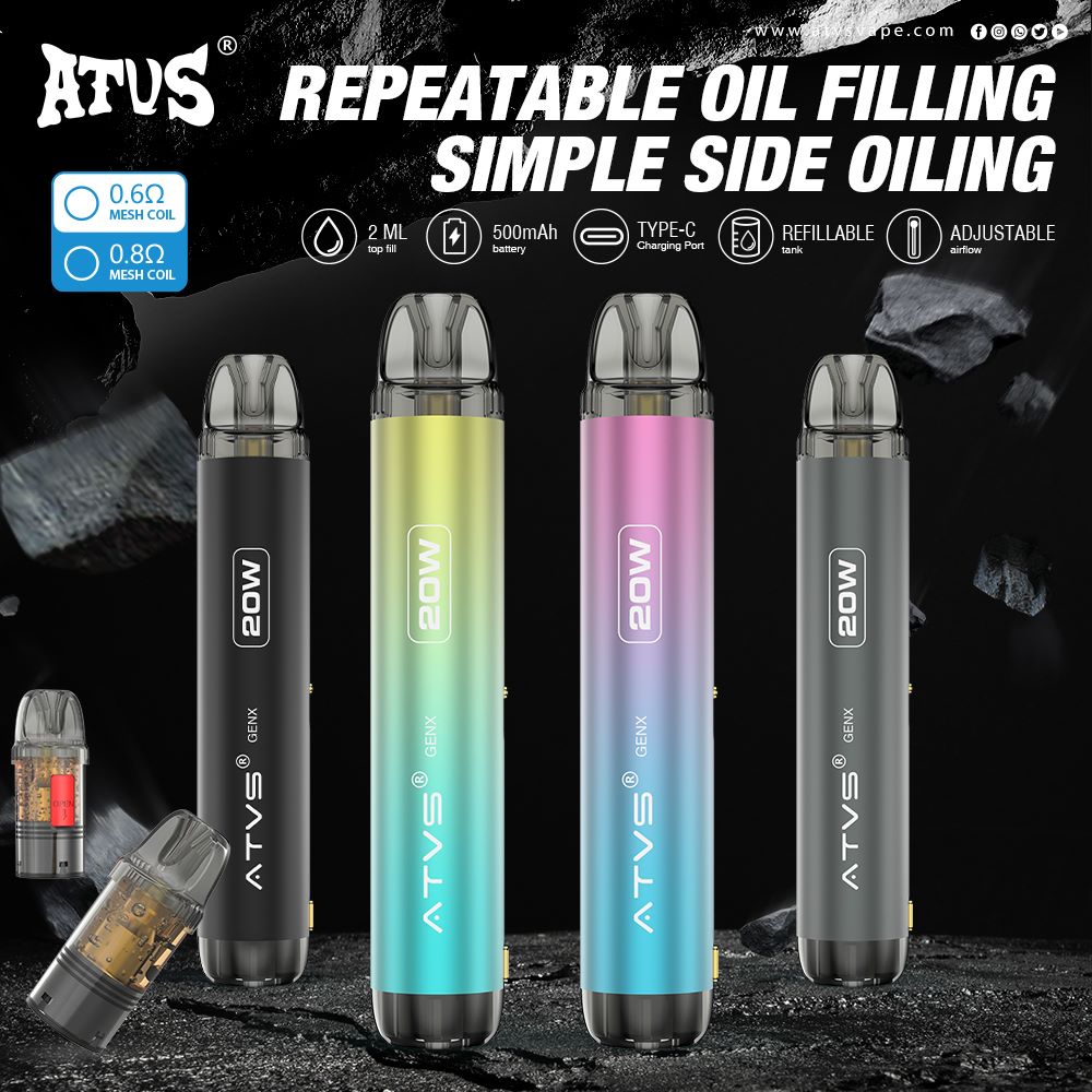 Refillable Pod Kit System Device with Adjustable Airflow MTL RDL EU Warehouse Rechageable Mesh Coil Vaporizer Pod ATVS mesh pod life pod